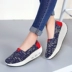 2018 mùa xuân cũ Bắc Kinh giày vải canvas rocking giày của phụ nữ dày dưới tăng nền tảng giày giày thường một bàn đạp giày lười