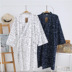 Bông vải áo ngủ nam mùa hè chín tay áo phần mỏng yukata cotton đồ ngủ một mảnh phù hợp với kimono dịch vụ nhà cardigan kích thước lớn áo choàng ngủ nam nữ Night Robe