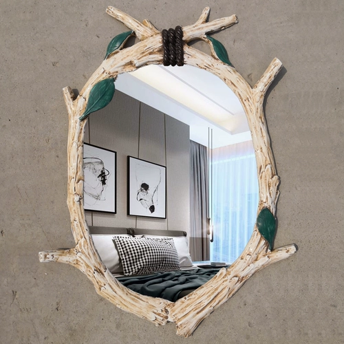 Европейское стиль американского сельского пастырского стиля имитация деревянного крикетного зеркала в ретро -стенах -стенах -настенная зеркало зеркало зеркало