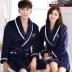 Pyjama đồ ngủ cặp vợ chồng dày flannel san hô lông cừu mùa thu và mùa đông áo choàng dài tay áo choàng tắm nam và nữ dịch vụ nhà - Night Robe