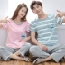 Mùa hè Hàn Quốc cặp đôi đồ ngủ của phụ nữ quần ngắn tay cotton mỏng phần rộng kích thước lớn tuổi trung niên giản dị phục vụ nhà
