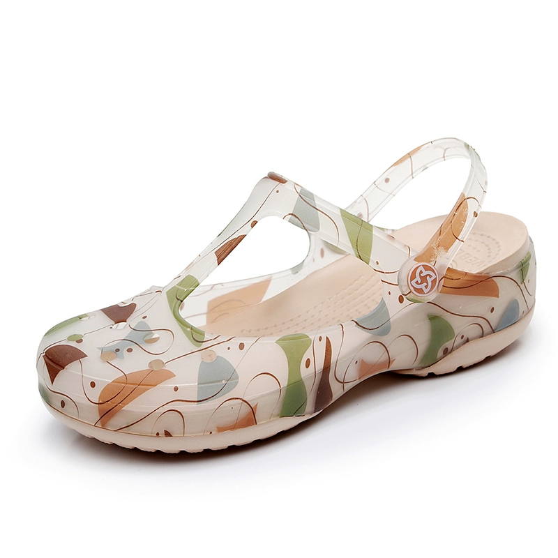 Veblen giày lỗ nữ mùa hè dép dốc với dép chống trượt nặng có đáy làm mát dép mặc bên ngoài mềm đế dép Baotou 