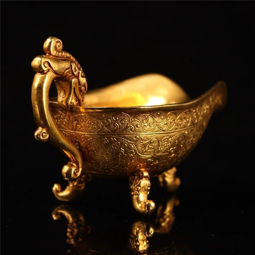 Ностальгическое ретро -ретро -старое старое модное классическое винное устройство Tang Zhenguan Dynasty Wine Glass Три -футбольная голова Золотой чашки