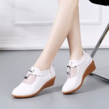 Летняя обувь для матери, танцующие сетчатые дышащие комфортные туфли, мягкая подошва, из натуральной кожи