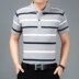 Đàn ông trung niên dài tay mùa hè mỏng phần ve áo T-shirt cotton polo áo sơ mi trung niên lỏng lẻo sọc nam tay áo ngắn áo phông nam tay ngắn cổ trụ Áo phông ngắn