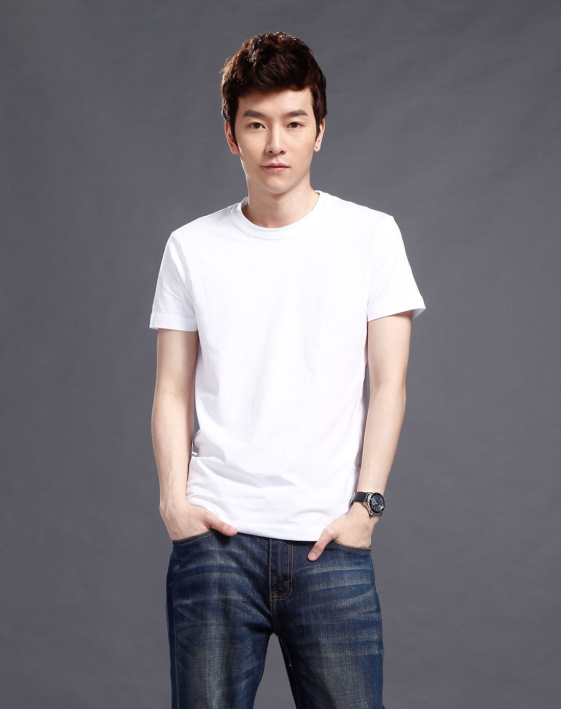 纯白色t恤男女短袖宽松纯色t恤批发