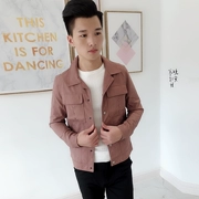 Áo khoác da nam 2018 mới phiên bản Hàn Quốc xu hướng nam hoang dã phiên bản Hàn Quốc của chàng thanh niên tự tu dưỡng áo khoác da đẹp trai - Quần áo lông thú