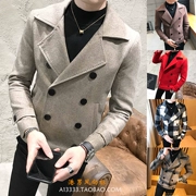Mùa thu và mùa đông áo gió nam ngắn phần Slim Anh retro kẻ sọc áo len Hàn Quốc thanh niên áo len nam thủy triều