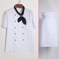 Белая футболка, фартук, шейный платок, короткий рукав