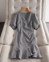 Платье с коротким рукавом, юбка, коллекция 2021, рыбий хвост