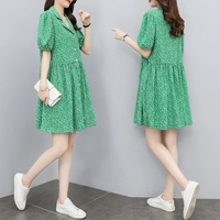 Шифоновое летнее платье, 2021 года, в корейском стиле, свободный крой, рукава фонарики, А-силуэт