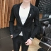 Bộ đồ sọc nam phù hợp với phiên bản Hàn Quốc của thanh niên tự tu đêm làm việc để có được bộ đồ cưới hai mảnh phù hợp với bộ đồ bó sát - Suit phù hợp áo vest nam cao cấp Suit phù hợp