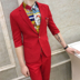 Hồng Xiaoxi Slim Phù Hợp Với Phù Hợp Với Nam Giới Một Nút Hàn Quốc Ngắn Tay Áo Chín Quần Phù Hợp Với Thiết Lập Cửa Hàng Đêm Người Đàn Ông bộ vest nam trẻ trung Suit phù hợp