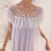 Áo ngủ ngắn tay hàn quốc gợi cảm mùa hè phong cách công chúa mỏng ngọt ngào lưới modal cotton đồ ngủ dịch vụ cổ tích - Đêm đầm
