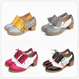 Ретро обувь в английском стиле, оксфорды, журнал, из натуральной кожи, европейский стиль