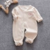 Áo len cho bé mùa xuân và mùa thu cotton 3-6 tháng nam và nữ Baby cotton tay dài romper màu cotton 9 mùa xuân Cáp Nhĩ Tân - Áo liền quần body cotton thông hơi cho bé Áo liền quần