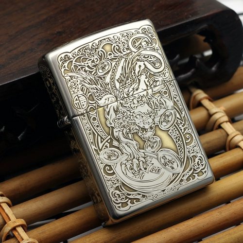 Counter подлинная ㊣zippo/Zhibao Lighter Brash Carving Carving Armor Новая версия новой версии Fortune 168