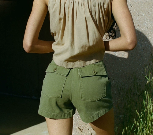 Doen American Poorcing Weslie Casual -High -High -The High -waisted Брюки переверните карманный дизайн универсальные шорты