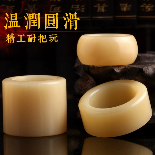 保真油润牛骨骆驼骨扳指驼骨戒指男士女情侣个性精工雕刻搭配送人