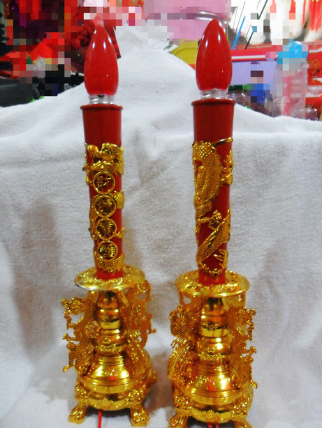 送料無料大型 LED 電気線香キャンドルホルダーキャンドル電子香炉ロングライト富の神仏像仏具仏具