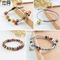 Handmade gốm sứ sáng tạo Sen vòng tay nữ nhỏ hạt tươi dệt sinh viên nghệ thuật đơn giản đồ trang sức gió quốc gia vòng tay vàng nam