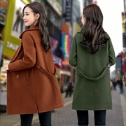 Mùa thu và mùa đông mới của phụ nữ Hàn Quốc nhỏ nhỏ áo len dài tính khí phụ nữ áo len mỏng Giảm béo - Trung bình và dài Coat