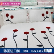 Khăn trải giường bằng vải cotton Hàn Quốc ba mảnh cotton quilt handmade hoa đôi chăn ga trải giường 1,8m trải giường