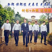 Người đàn ông tốt nhất quần áo nam quần áo thiết lập hai mảnh mùa hè Hàn Quốc phiên bản của tự trồng của người đàn ông tốt nhất nhóm váy cưới anh em