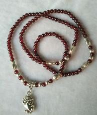 Украшения на руку 酒红石榴石手链 女5a单圈多层多圈3圈水晶佛珠925银貔貅项链饰品