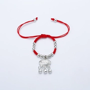 Trung Quốc phong cách giả bạc đỏ dây dệt vòng đeo tay giả hạt giống bạc vòng chân đỏ dây dệt hợp kim giả bạc - Vòng chân