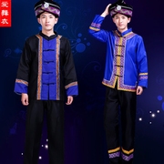 New Zhuang trang phục trang phục nam người lớn March ba thiểu số quần áo khiêu vũ cucurbit lụa hiệu suất quần áo dài tay áo