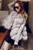 2017 thời trang mùa đông mới lông nữ PU da khâu giả con cáo lông Một từ áo choàng áo có thể tháo rời tay áo bông coat áo lông trắng Faux Fur