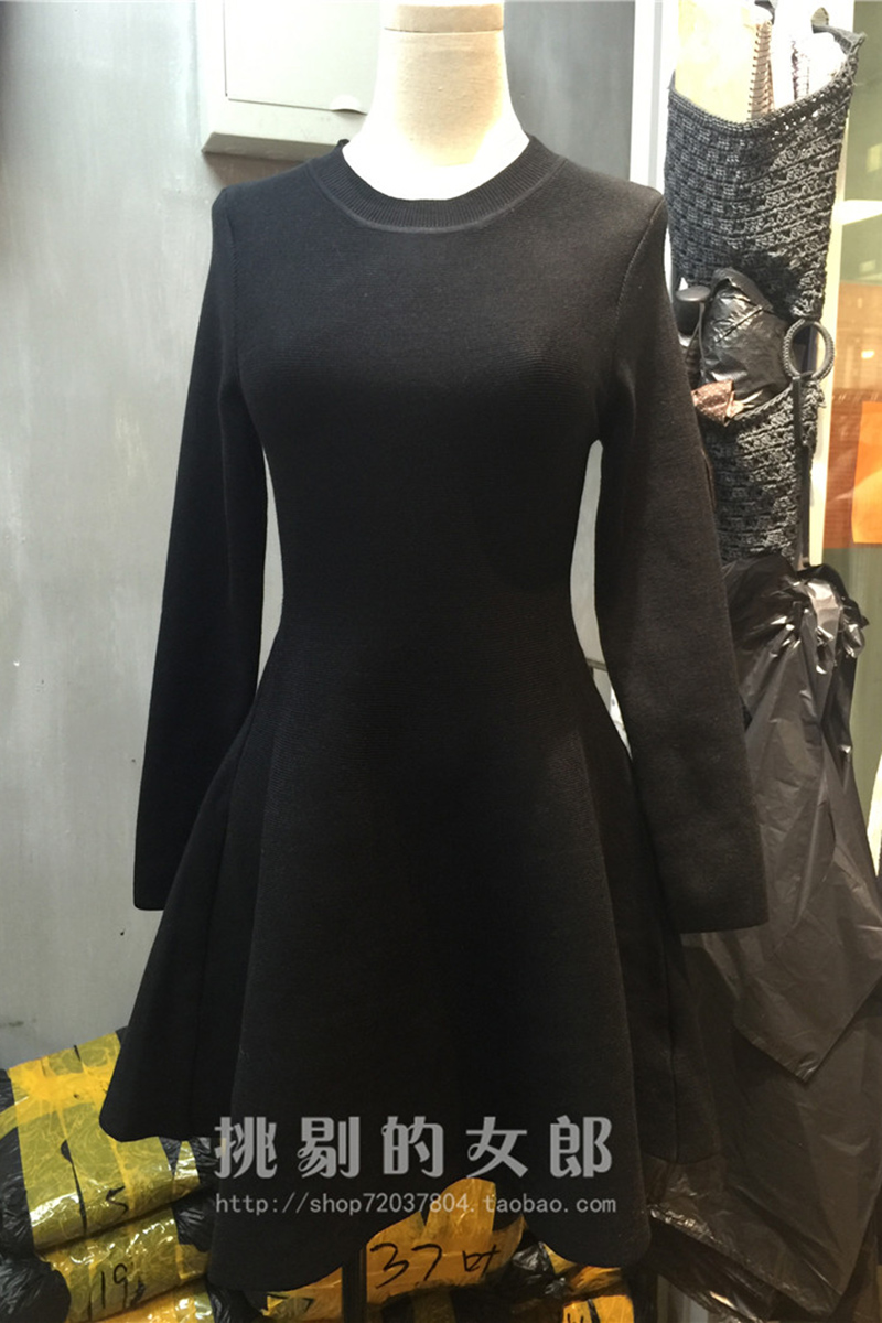 Dongguk door 2015 autumn and winter new Korean version of cultivating long-sleeved 2day knit A-line dress bottoming female tide