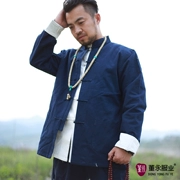 [Đặc biệt hàng ngày] Tang phù hợp với áo khoác dài tay nam hàng đầu vải cotton thô Trung Quốc kiểu quần áo Trung Quốc mùa thu đông - Trang phục dân tộc