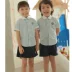 Nhà sản xuất cung cấp tùy chỉnh mẫu giáo quần áo phù hợp với mùa hè mới thời trang Hàn Quốc cotton ngắn tay đồng phục học sinh