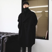 Mùa thu và mùa đông Hàn Quốc phiên bản của kích thước lớn lỏng cashmere áo của nam giới đôi ngực áo len nam dài đoạn thả vai dày áo triều