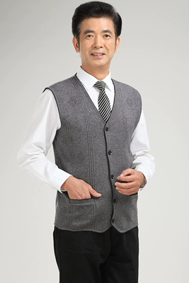 Mới trung niên áo len đan trung niên cha mặc cardigan cao cấp của nam giới áo len vest vest cũ áo khoác áo len mỏng Dệt kim Vest