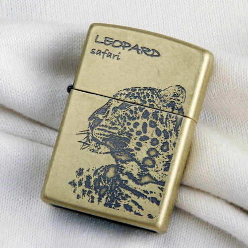 Muyi Zippo Lighter Magic Beast Shop Little Leopard Leopard, леопардовый леопард, древняя серебряная бронза ZBT-37A