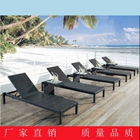 Bể bơi ngoài trời mây giường bãi biển lounger ngoài trời ban công giải trí giường khách sạn đồ nội thất nâng ghế wicker - Bàn ghế ngoài trời / sân bàn ghế cà phê ngoài trời