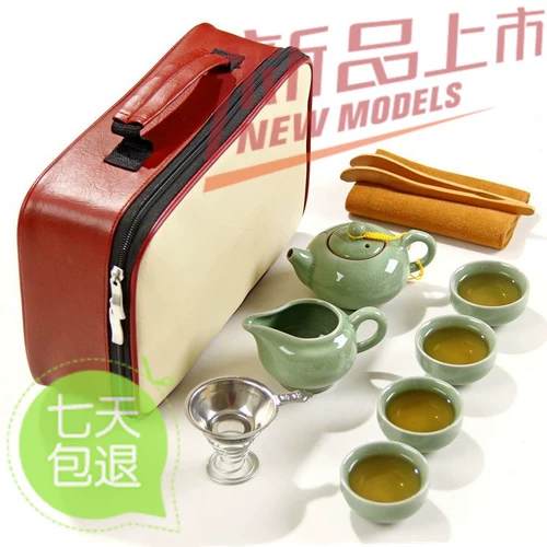 Глина для путешествий, чайный сервиз, портативный комплект, чай, сине-белый уличный заварочный чайник, простой и элегантный дизайн
