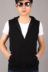 Mùa xuân và mùa thu người đàn ông Hàn Quốc thường vest mỏng vest đội mũ trùm đầu vest chàng trai màu đen dệt kim không tay hoodies Dệt kim Vest