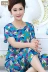 Mẹ nạp bông nhân tạo mùa hè có thể mặc bông lụa đồ ngủ nữ bông lụa ngắn tay phù hợp với hai mảnh kích thước lớn dịch vụ nhà bộ đồ mặc nhà phong cách Hàn Quốc Bên ngoài ăn mặc