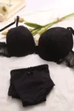 Черное красное кружевное шелковое нижнее белье, комплект