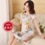 Hàng châu lụa lụa đích thực đồ ngủ nữ mùa hè 100% lụa nightdress mùa hè ngắn tay lỏng kích thước lớn dịch vụ nhà váy ngủ big size