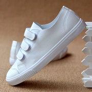 Velcro giày trắng nữ giúp đỡ thấp sinh viên Hàn Quốc hoang dã da phẳng giày thường 2018 mùa xuân và mùa thu giày lười