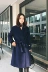 Phiên bản Hàn Quốc Sơn Đông của thắt lưng mùa đông mới với màu xanh hải quân áo len nữ phần dài áo len mẫu áo dạ ngắn đẹp Accentuated eo áo