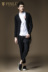 PINLI sản phẩm nam xu hướng thời trang đen dài cardigan áo len nam triều áo len S171210106 Hàng dệt kim