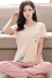 Hàn Quốc phiên bản bông đồ ngủ của phụ nữ mùa hè quần ngắn tay phần mỏng dịch vụ nhà có thể được đeo bên ngoài cắt quần phù hợp với kích thước lớn mùa xuân và mùa thu