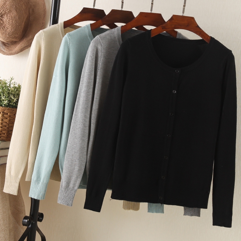 Vòng cổ mùa xuân và mùa thu áo mùa xuân 2018 mới hoang dã áo len cardigan bên ngoài áo len nữ ngắn áo khoác mỏng