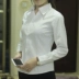 Phụ nữ mới áo sơ mi trắng ngắn tay chuyên nghiệp mặc áo sơ mi trắng sọc dài tay của phụ nữ yếm văn phòng dịch vụ ngân hàng phỏng vấn áo sơ mi nữ dài tay màu đen Áo sơ mi